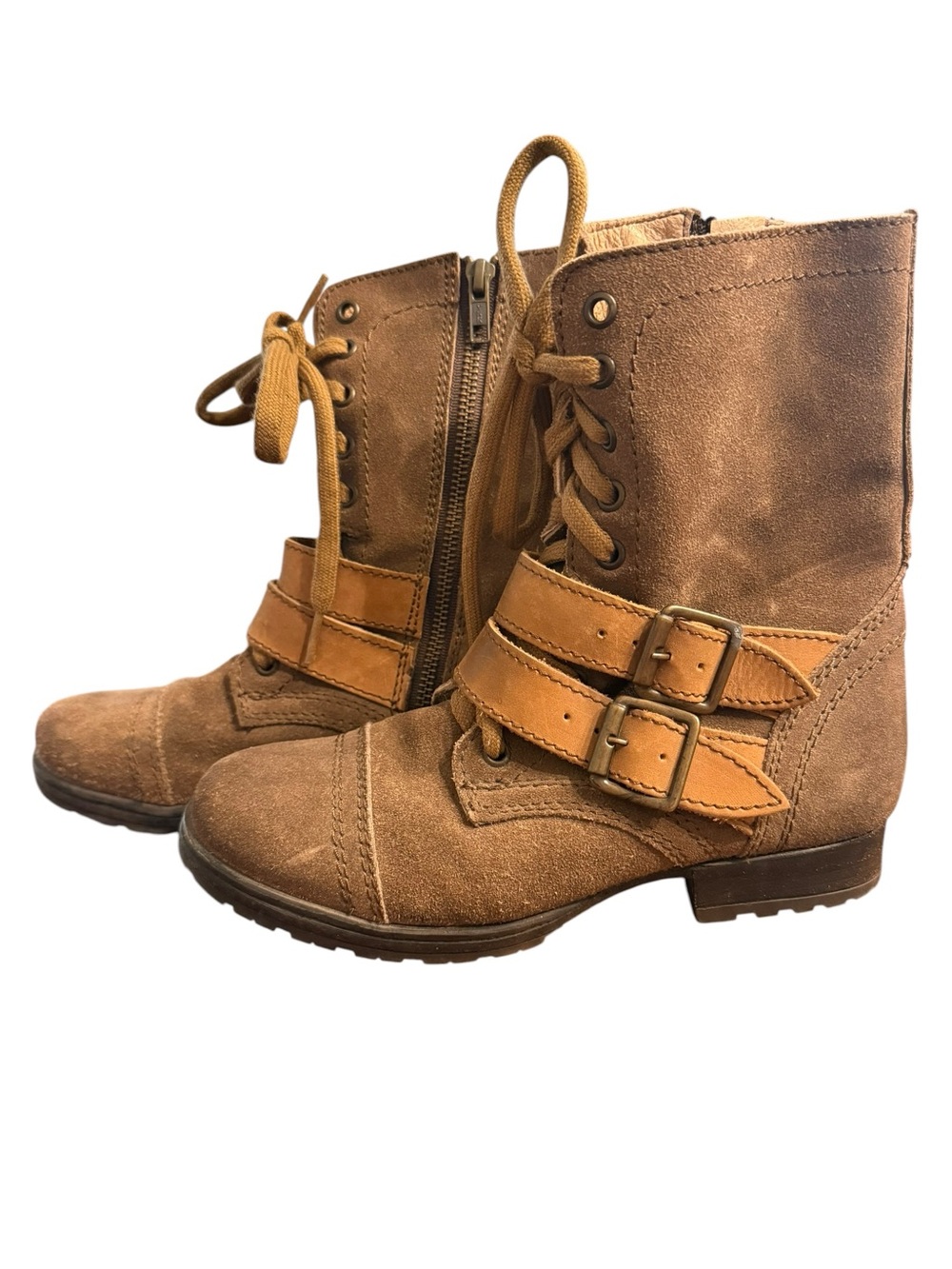 Steve Madden Grunge Gorpcore Suede & Leather Buckle Combat Boots 6.5